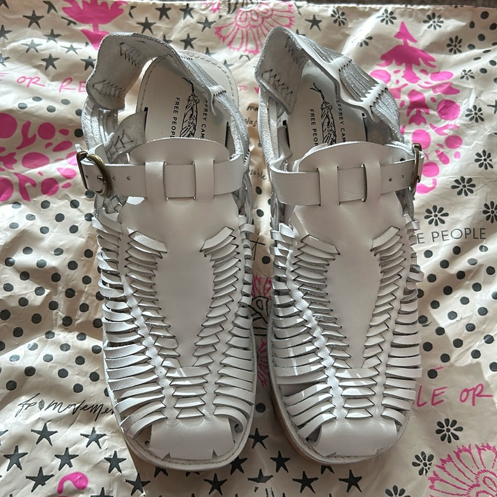 Jeffrey Campbell Free People White Wedge Sandals - Size 8 - Worn once